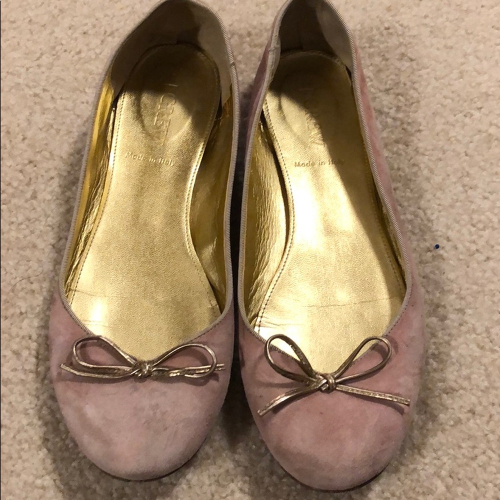 J. Crew Suede pink Ballerina Flats